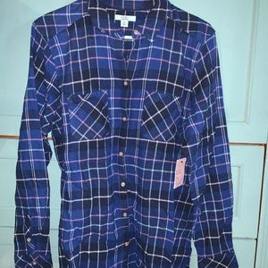 BLUE PURPLE AND BLACK FANNEL